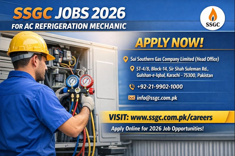 SSGC Jobs 2026 for AC Refrigeration Mechanic